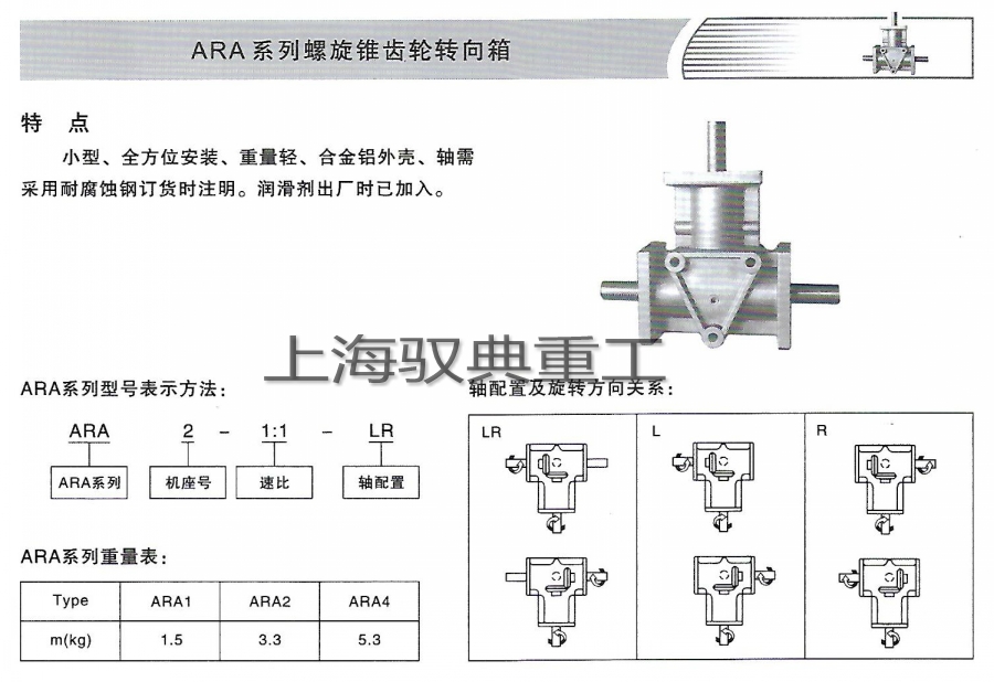 ARA轉向箱型號含義